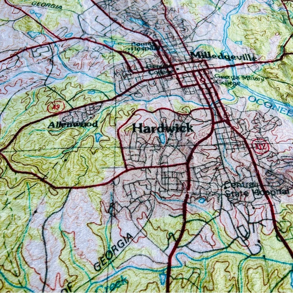 NEW without TAGS Plush Lake Sinclair, Georgia Topo Map Blanket